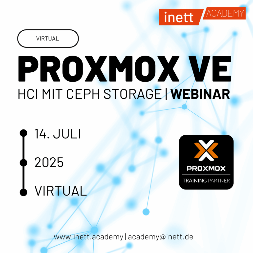 Proxmox VE HCI mit Ceph Storage Webinar mit inett Academy am 14. Juli 2025